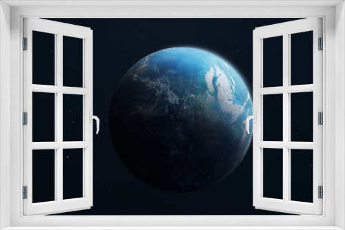 Fototapeta Naklejka Na Ścianę Okno 3D - Earth planet wide wallpaper on dark background. Elements of this image furnished by NASA