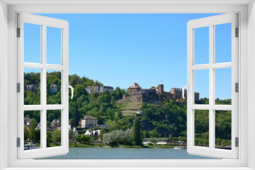 Fototapeta Naklejka Na Ścianę Okno 3D - ライン川沿いの古城と街並みのコラボ情景＠ドイツ