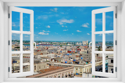 Fototapeta Naklejka Na Ścianę Okno 3D - Paisaje urbano y La Bahía de la Habana