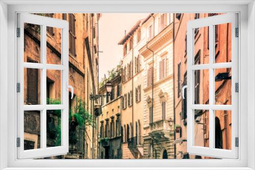 Fototapeta Naklejka Na Ścianę Okno 3D - Residential houses of Rome. Old town buildings. Street view. Rome, Italy