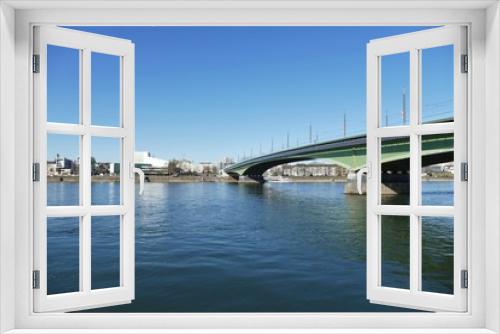 Fototapeta Naklejka Na Ścianę Okno 3D - Panorama mit Teil der Kennedybrücke in Bonn am Rhein