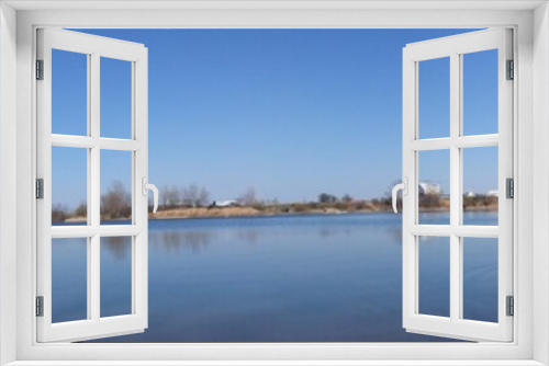Fototapeta Naklejka Na Ścianę Okno 3D - Blue lake panorama