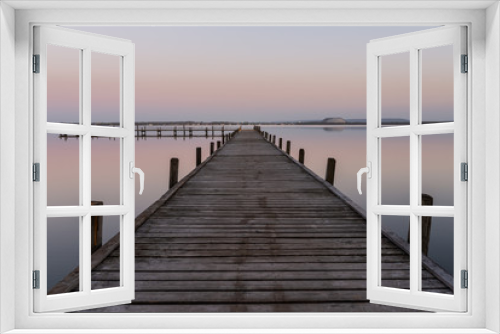 Fototapeta Naklejka Na Ścianę Okno 3D - Steg im Steinhuder Meer im Sonnenuntergang