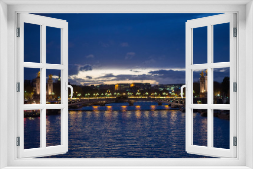 Fototapeta Naklejka Na Ścianę Okno 3D - Paris at night with beautiful blue sky