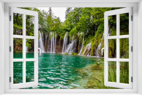 Fototapeta Naklejka Na Ścianę Okno 3D - Panoramic view  Waterfalls in Plitvice national park, Croatia