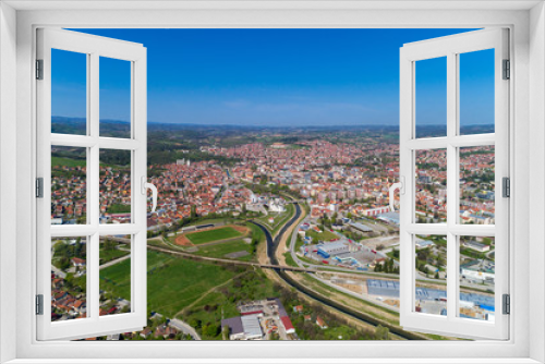 Valjevo, Aerial view panorama of City in Serbia