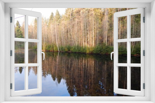Fototapeta Naklejka Na Ścianę Okno 3D - Лесное озеро