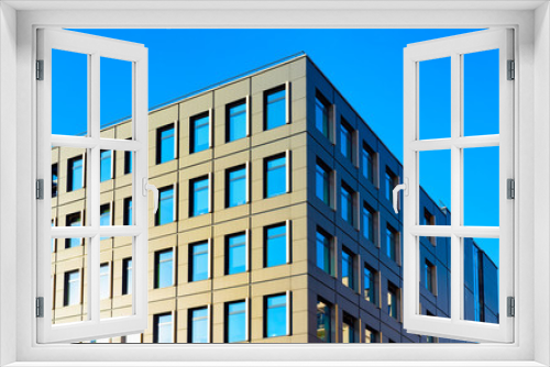 Apartment residential home facade with blank place for copy space reflex