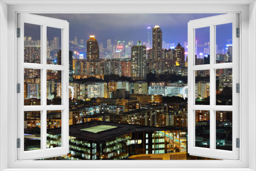Fototapeta Naklejka Na Ścianę Okno 3D - city at night, Hong Kong