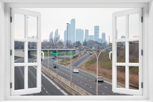 Fototapeta Naklejka Na Ścianę Okno 3D - Toronto. Gardiner Expressway. Empty. Skyline.