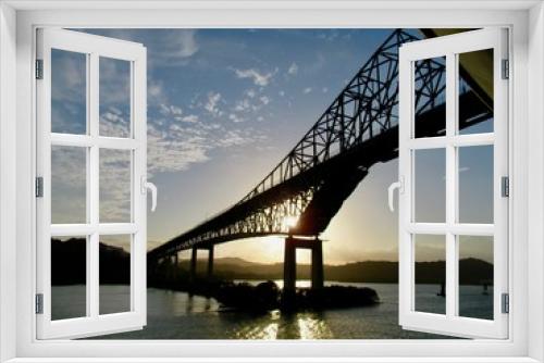 Fototapeta Naklejka Na Ścianę Okno 3D - Bridge of the Americas at Sunset as seen from the Panama Canal