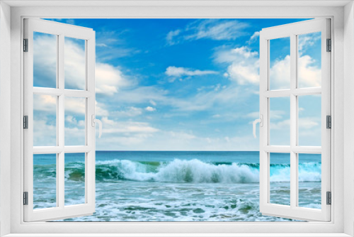 Fototapeta Naklejka Na Ścianę Okno 3D - Sea and blue Sky background. Wide photo .