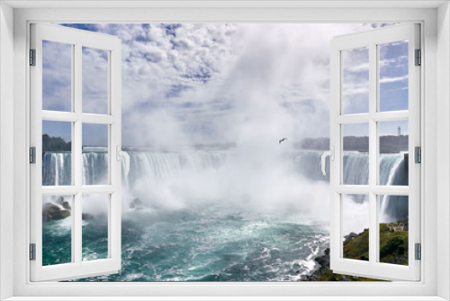 Fototapeta Naklejka Na Ścianę Okno 3D - A bird flies in the mist of Niagara Falls