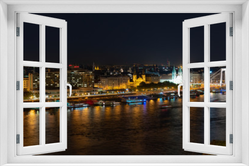 Fototapeta Naklejka Na Ścianę Okno 3D - night panorama of the city of Budapest in Hungary