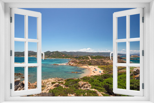 Fototapeta Naklejka Na Ścianę Okno 3D - Panoramic view of the sunny beaches, and of the clear and transparent waters of the island of Maddalena in Sardinia, Italy.