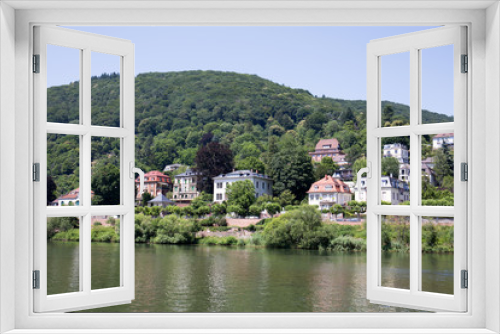 Fototapeta Naklejka Na Ścianę Okno 3D - blick auf ein wohnviertel am hügel am neckar in heidelberg deutschland