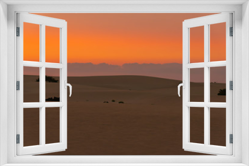 Fototapeta Naklejka Na Ścianę Okno 3D - Sunset over the sand dunes, Canary Island of Fuerteventura