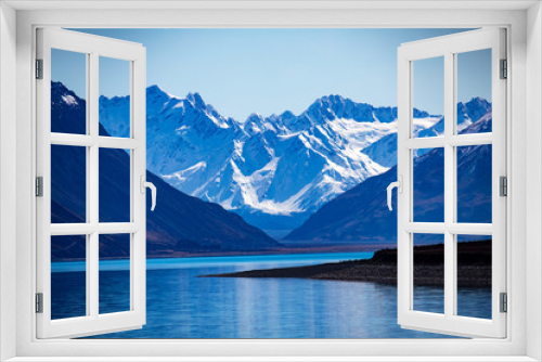Fototapeta Naklejka Na Ścianę Okno 3D - Dramatic View of Southern Alps and Lake Tekapo