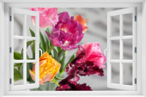 Fototapeta Naklejka Na Ścianę Okno 3D - Bouquet of vivid colorful decorative tulips