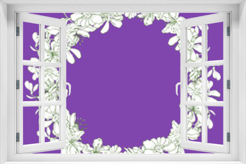 Fototapeta Naklejka Na Ścianę Okno 3D - round frame with floral ornament