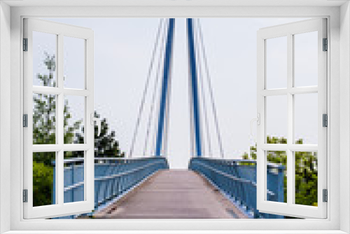 Fototapeta Naklejka Na Ścianę Okno 3D - blue bridge, high construction
