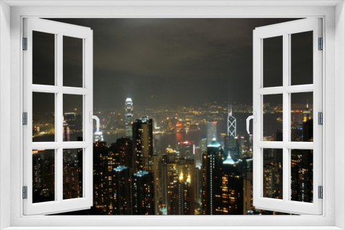 Fototapeta Naklejka Na Ścianę Okno 3D - hong kong peak view by night 1