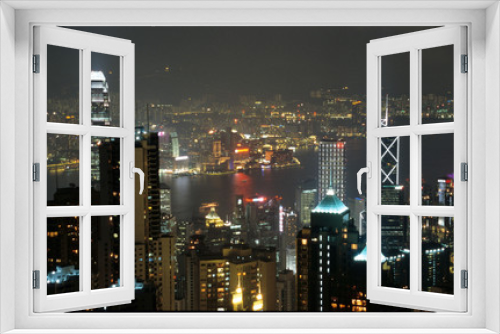 Fototapeta Naklejka Na Ścianę Okno 3D - hong kong peak view by night 3