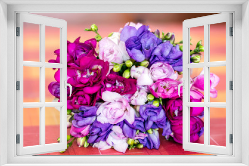 Fototapeta Naklejka Na Ścianę Okno 3D - Bouquet of Pink and Purple  Freesia  Flowers 