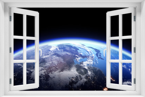 Fototapeta Naklejka Na Ścianę Okno 3D - The Earth Space Planet 3D illustration background. City lights on planet. elements from NASA