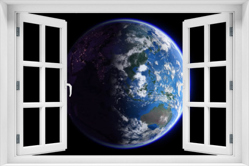 Fototapeta Naklejka Na Ścianę Okno 3D - The Earth Space Planet 3D illustration background. City lights on planet. elements from NASA