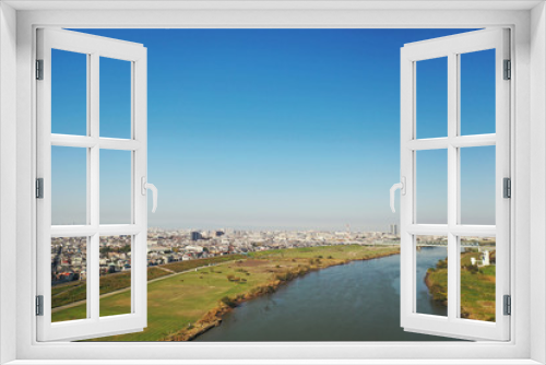 Fototapeta Naklejka Na Ścianę Okno 3D - 江戸川上空からの風景