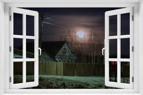 Fototapeta Naklejka Na Ścianę Okno 3D - Moonlit night in the village