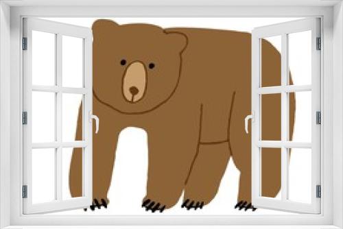 Fototapeta Naklejka Na Ścianę Okno 3D - Cute flat style brown bear isolated on white background. Hand drawn wild animal. Simple cute design for print. Stock vector illustration.