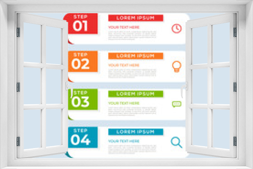 Modern Vector Colorful 4 Step infographic template with numbers and icons. 4 options or steps. Can be used for business concept, presentations, web sites, banners, printed materials etc.