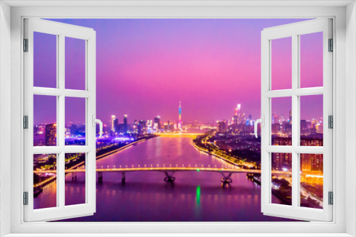 Fototapeta Naklejka Na Ścianę Okno 3D - Under the sunset of guangzhou city and the pearl river
