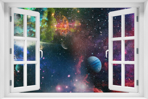 Fototapeta Naklejka Na Ścianę Okno 3D - Stars of a planet and galaxy in a free space . Bright Star Nebula. Distant galaxy. Abstract image. Elements of this image furnished by NASA.