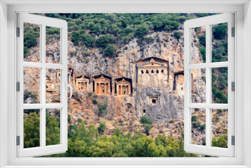 Fototapeta Naklejka Na Ścianę Okno 3D - Ancient lycian Myra rock tomb ruins in Demre, Antalya.