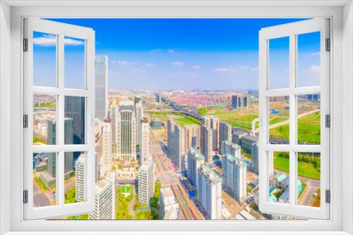Fototapeta Naklejka Na Ścianę Okno 3D - Business building around Oriental Sports Center, Pudong New Area, Shanghai, China