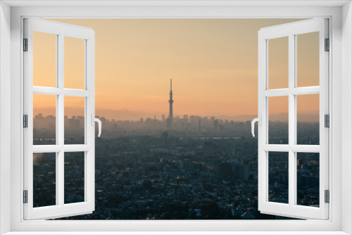 Fototapeta Naklejka Na Ścianę Okno 3D - Tokyo skyline during twilight hours and the view of Mount Fuji