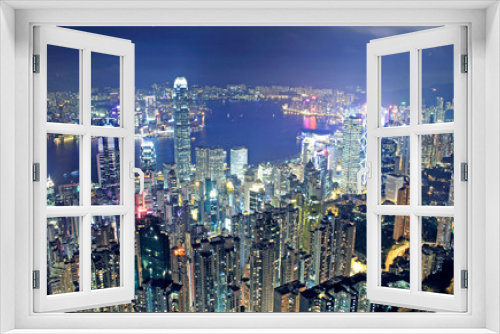 Fototapeta Naklejka Na Ścianę Okno 3D - hongkong night