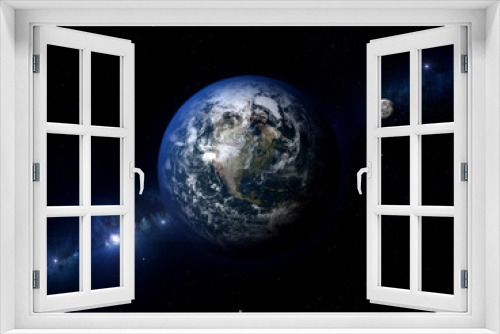 Fototapeta Naklejka Na Ścianę Okno 3D - Earth Moon North America