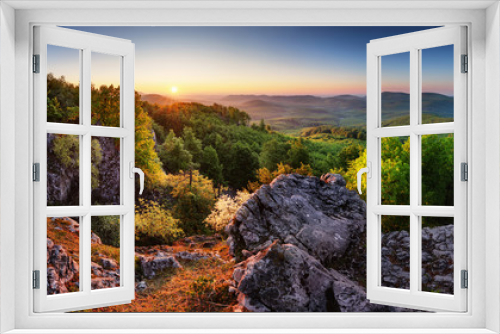 Fototapeta Naklejka Na Ścianę Okno 3D - Sprinf forest moutain landscape panorama at sunrise, Slovakia