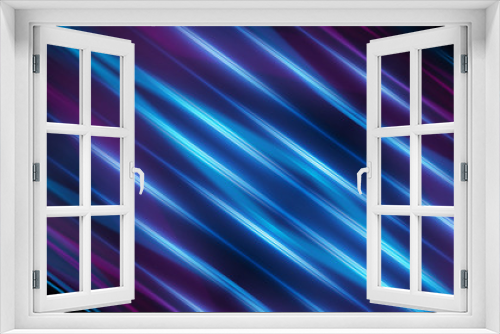 Fototapeta Naklejka Na Ścianę Okno 3D - Abstract dark background with blue and pink neon glow. Neon light lines, waves.