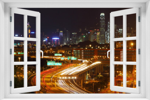 Fototapeta Naklejka Na Ścianę Okno 3D - Traffic in Hong Kong at night