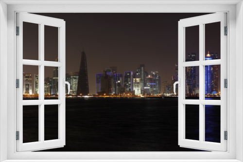 Fototapeta Naklejka Na Ścianę Okno 3D - Doha, capitale du Qatar, by night