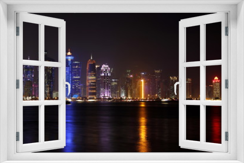 Fototapeta Naklejka Na Ścianę Okno 3D - Doha, capitale du Qatar, by night