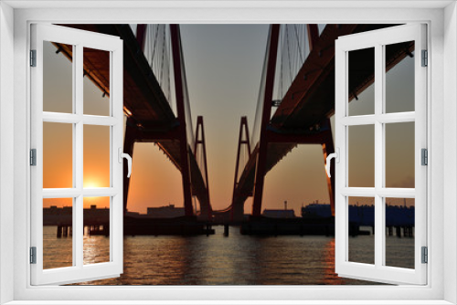 Fototapeta Naklejka Na Ścianę Okno 3D - 名港中央大橋からの日の出