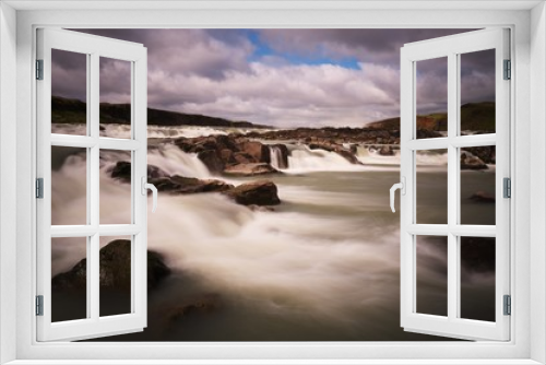 Fototapeta Naklejka Na Ścianę Okno 3D - Þjórsá, waterfall, river, ups, udenskritums, Islande
