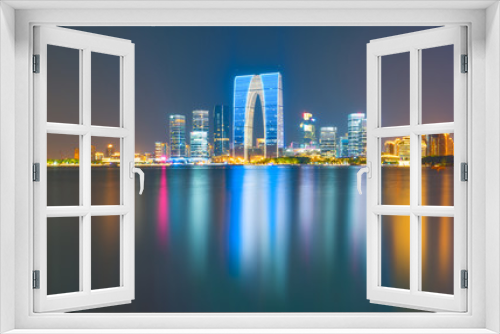 Fototapeta Naklejka Na Ścianę Okno 3D - City night view of Suzhou Industrial Park, Jiangsu Province, China