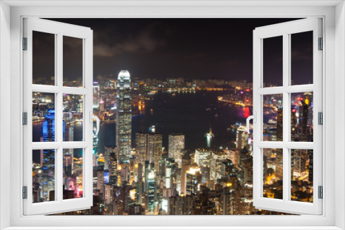 Fototapeta Naklejka Na Ścianę Okno 3D - Night View of Hong Kong .